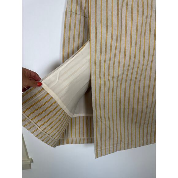 KUHO Korean Brand Wrap Midi Skirt in Beige & Yellow Stripes - Picture 3 of 7